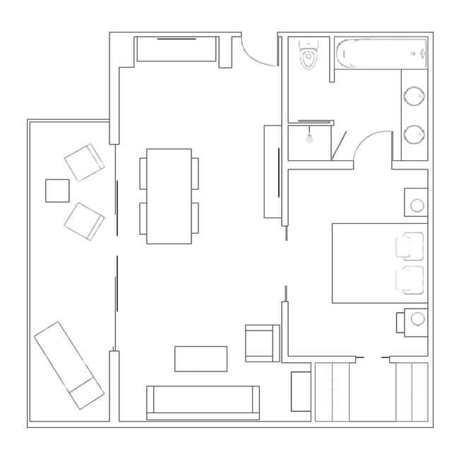 Deluxe One Bedroom Sea View Suite Floor Plan