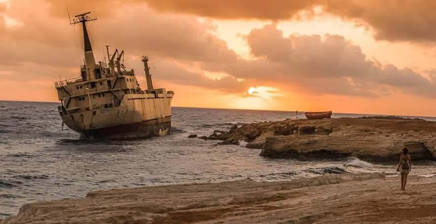 Shipwreck near the Sea Caves