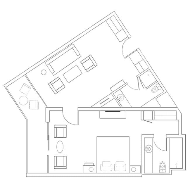 One Bedroom Sea View Suite Floor Plan