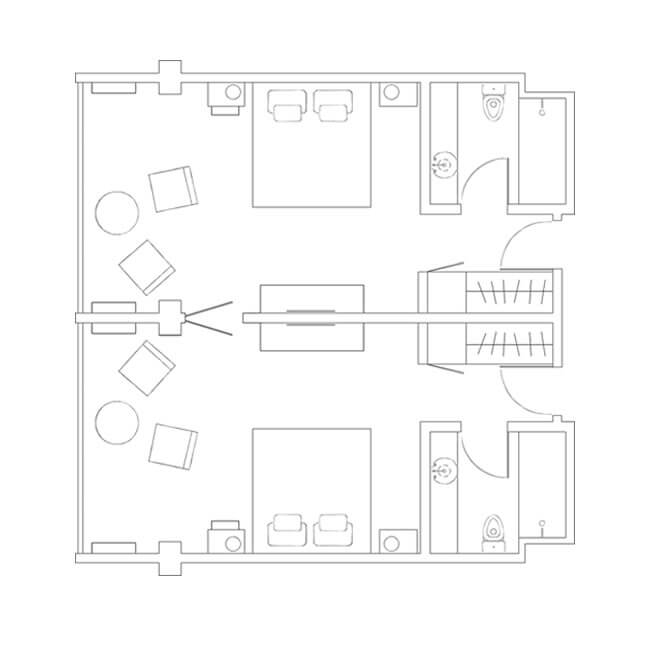 Connecting Inland View Room Floor Plan