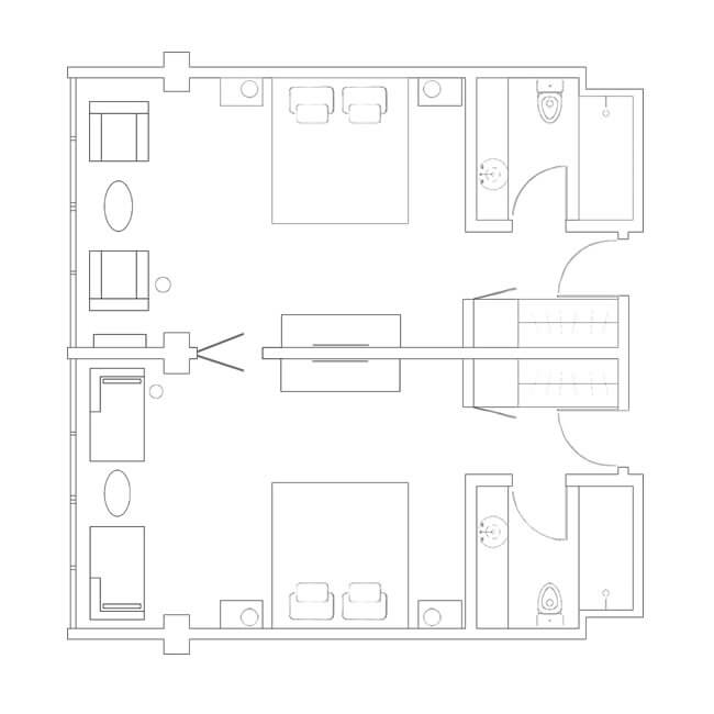 Connecting Superior Sea View Room Floor Plan