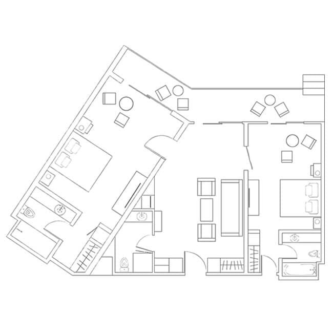 Two Bedroom Sea View Suite Floor Plan